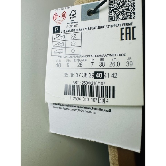 ZARA Women's Beige Buckled Suede Leather Slip On Flat Mules Shoes US 9 EU 40 NEW - Picture 12 of 15